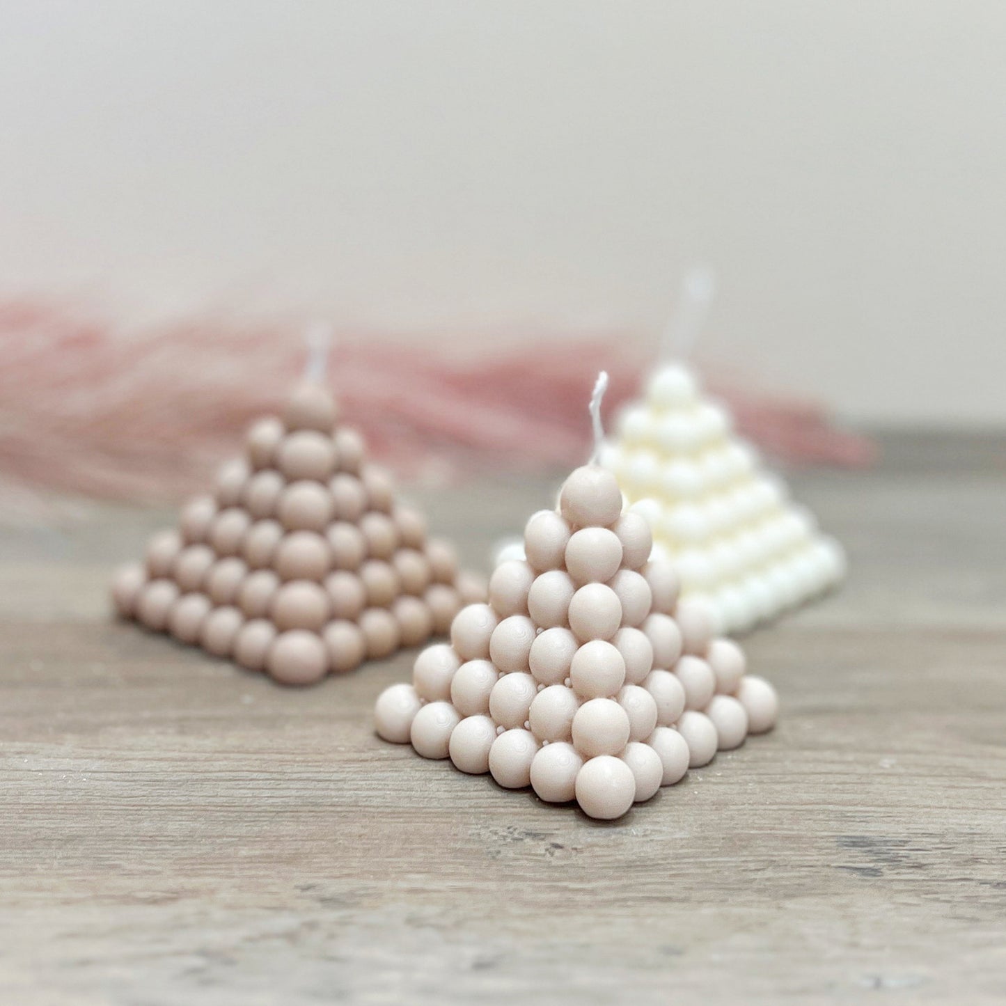 Triangle Candles - Pyramid Bubble Candle - White Pillar Candles