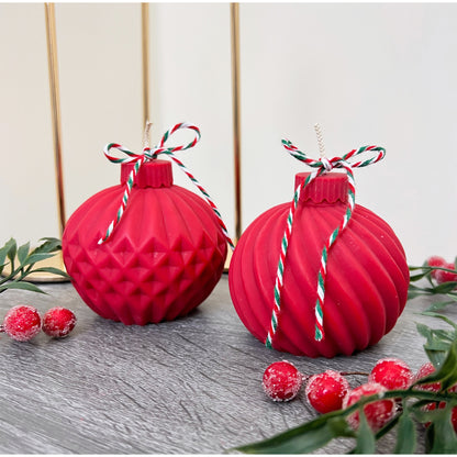 Christmas Bauble Candle - Red Christmas Candles - Festive Decorations