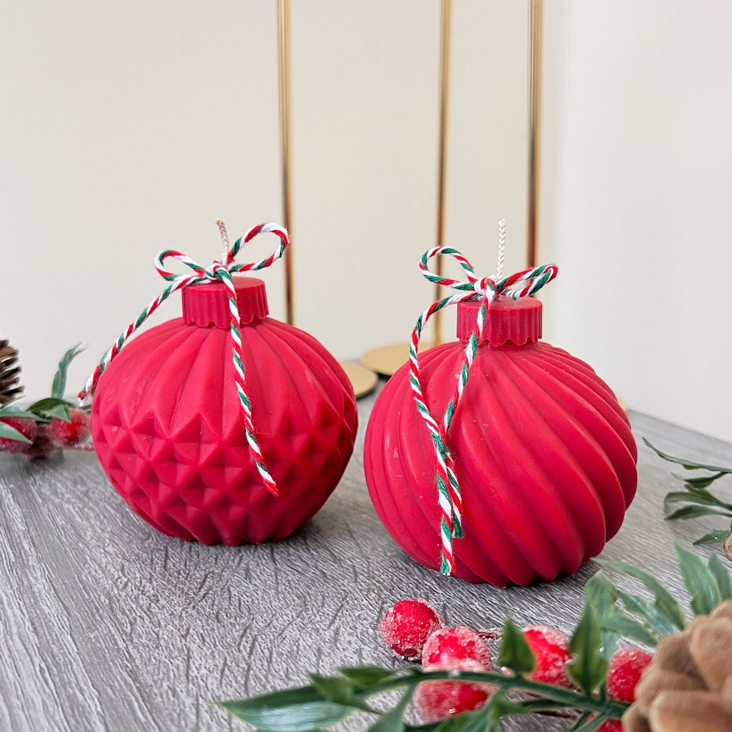 Christmas Bauble Candle - Red Christmas Candles - Festive Decorations