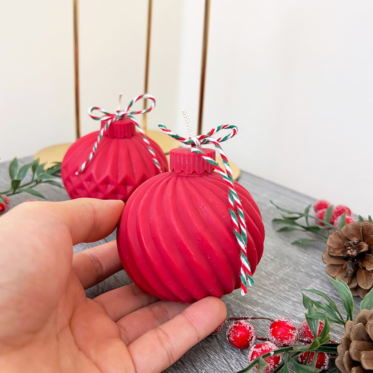 Christmas Bauble Candle - Red Christmas Candles - Festive Decorations