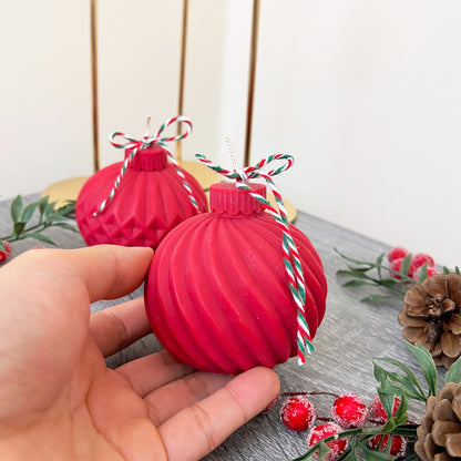 Christmas Bauble Candle - Red Christmas Candles - Festive Decorations