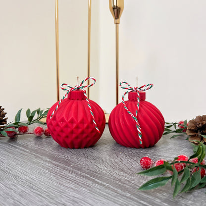 Christmas Bauble Candle - Red Christmas Candles - Festive Decorations