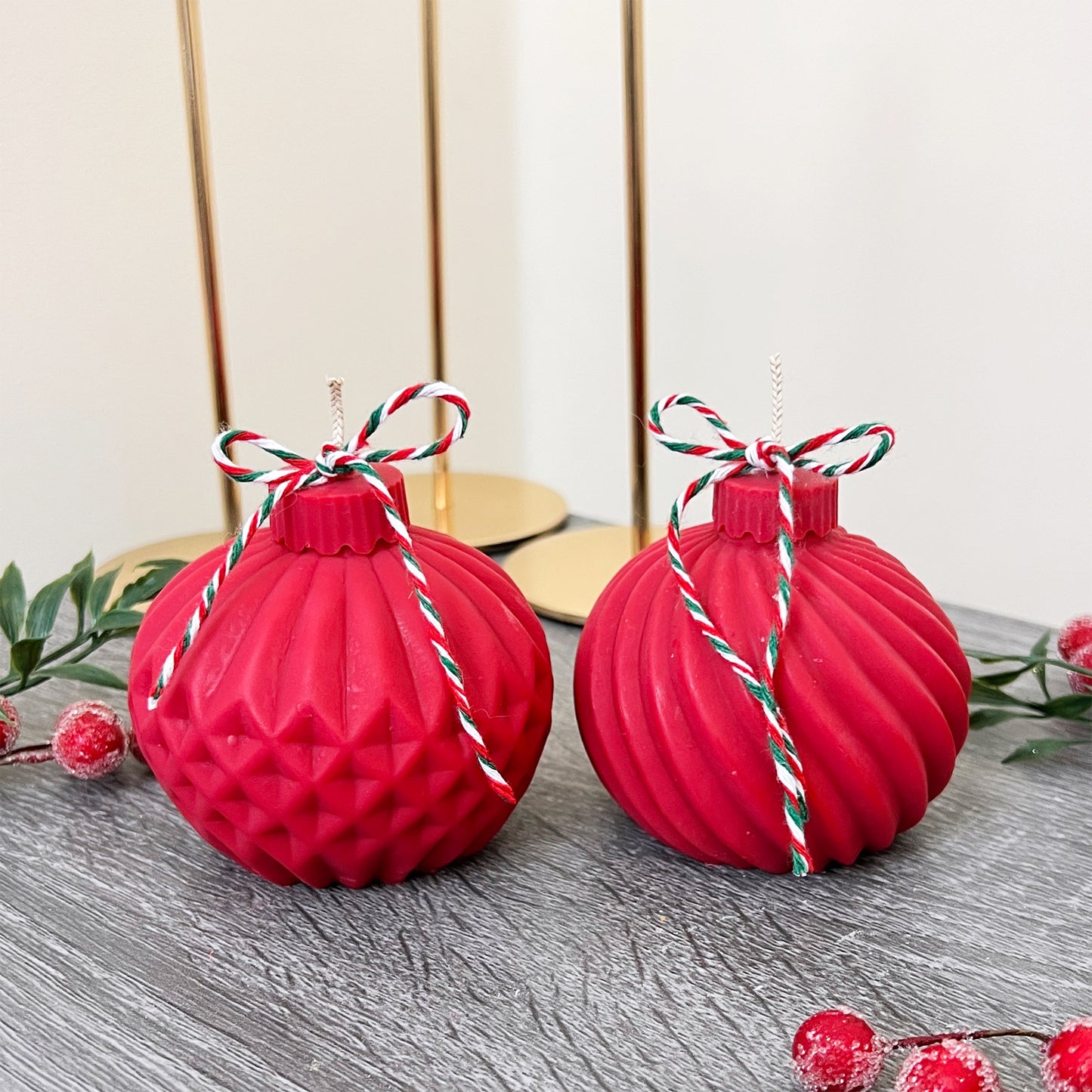 Christmas Bauble Candle - Red Christmas Candles - Festive Decorations