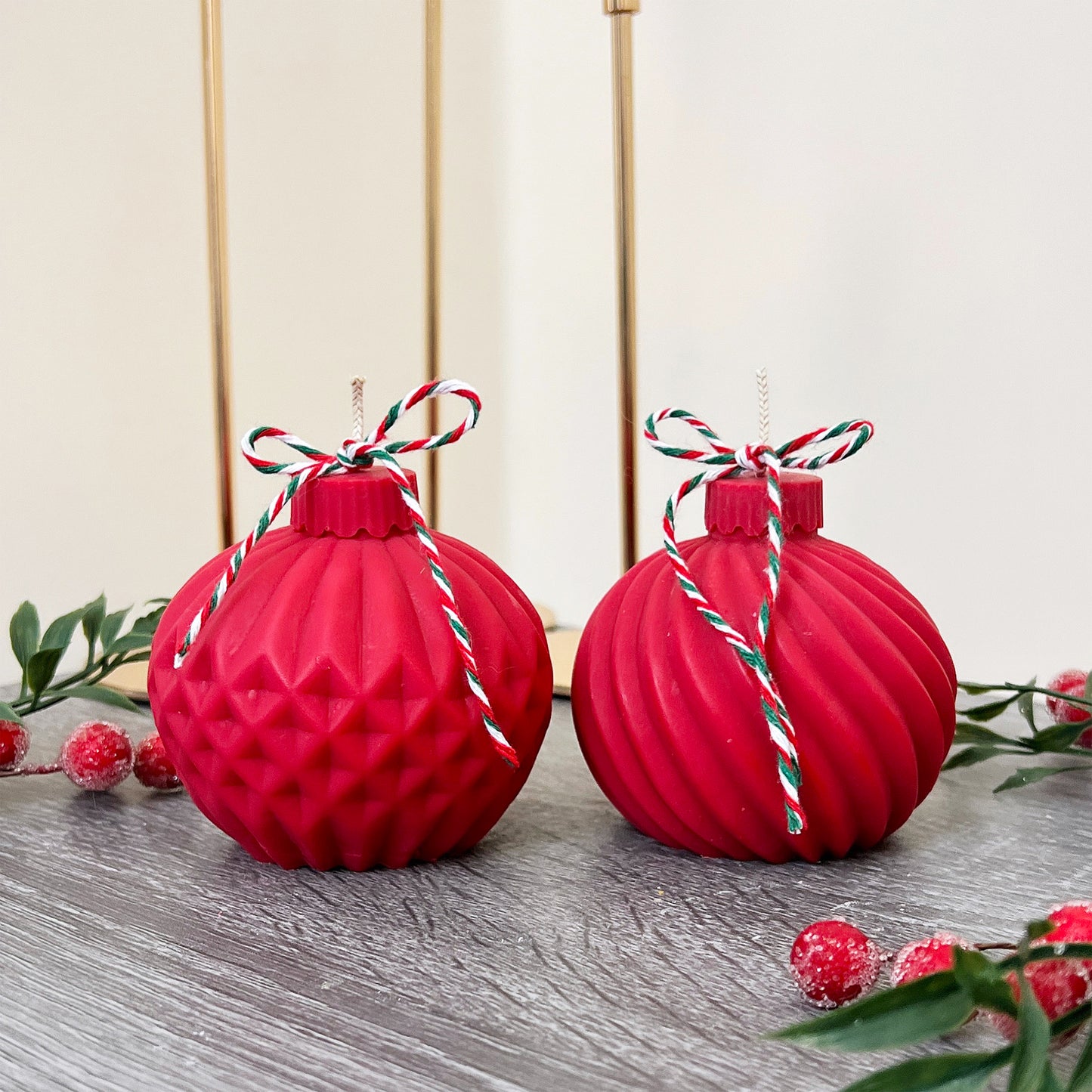 Christmas Bauble Candle - Red Christmas Candles - Festive Decorations