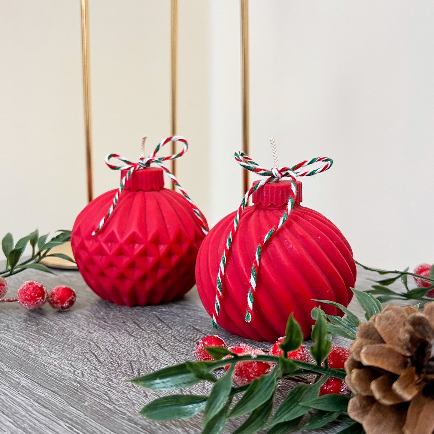 Christmas Bauble Candle - Red Christmas Candles - Festive Decorations