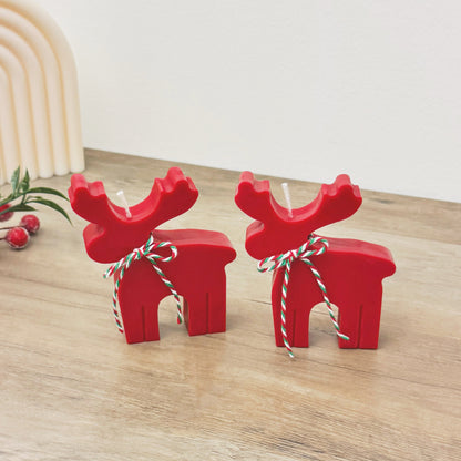 Festive Red Reindeer Candle - Rudolph Reindeer Christmas Candle - Christmas Scented Candle