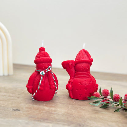 Christmas Red Snowman Candle - Snowmen Christmas Candle Decorations