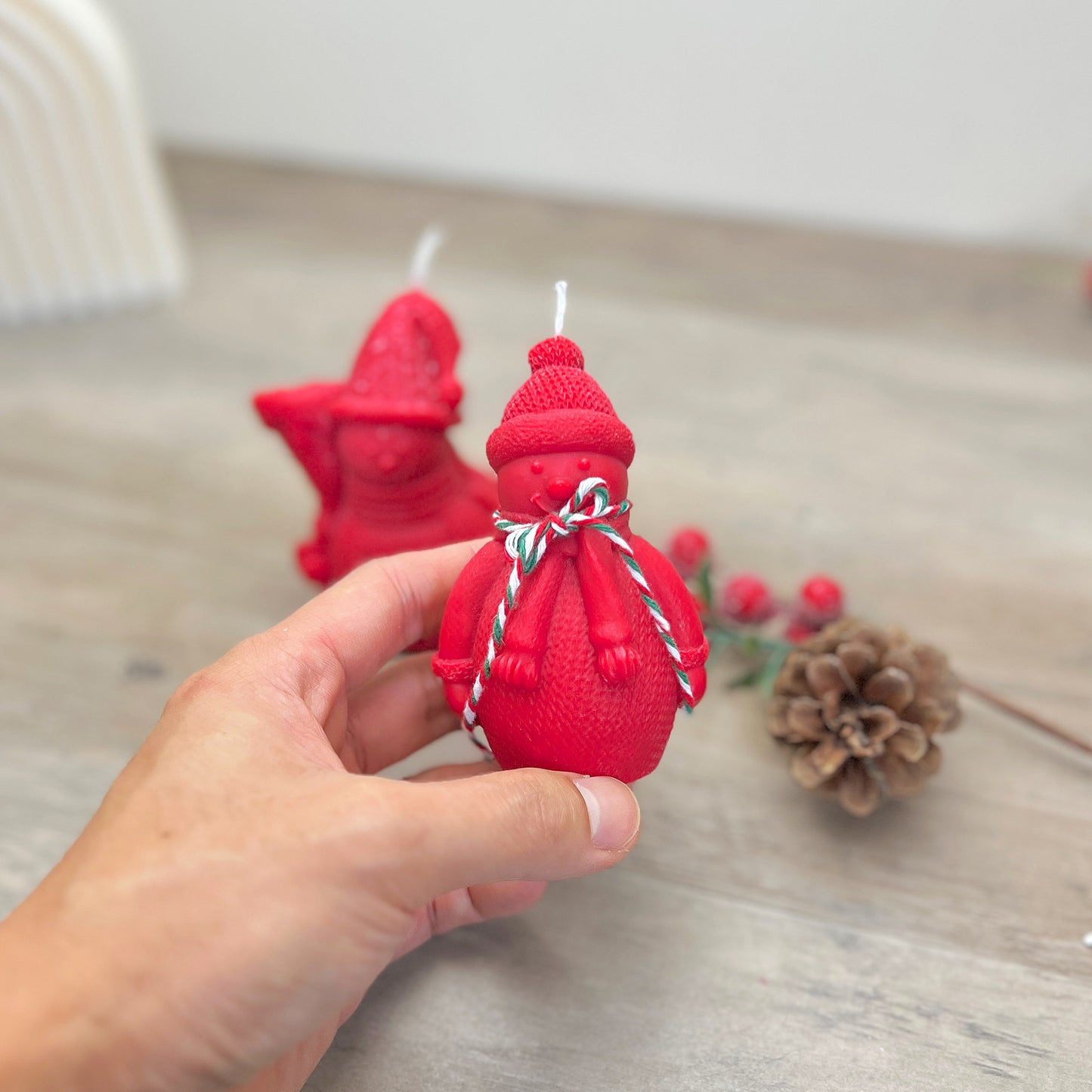 Christmas Red Snowman Candle - Snowmen Christmas Candle Decorations