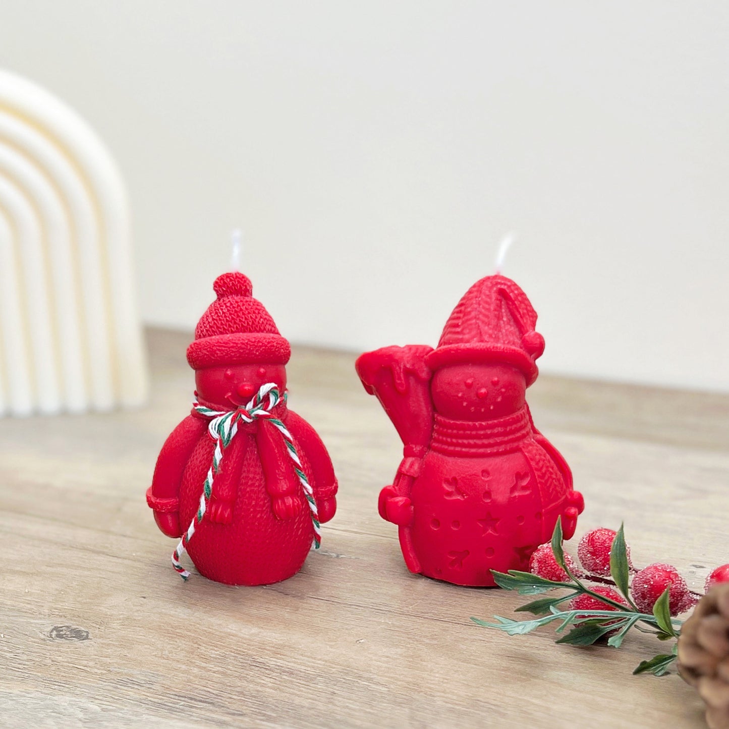 Christmas Red Snowman Candle - Snowmen Christmas Candle Decorations