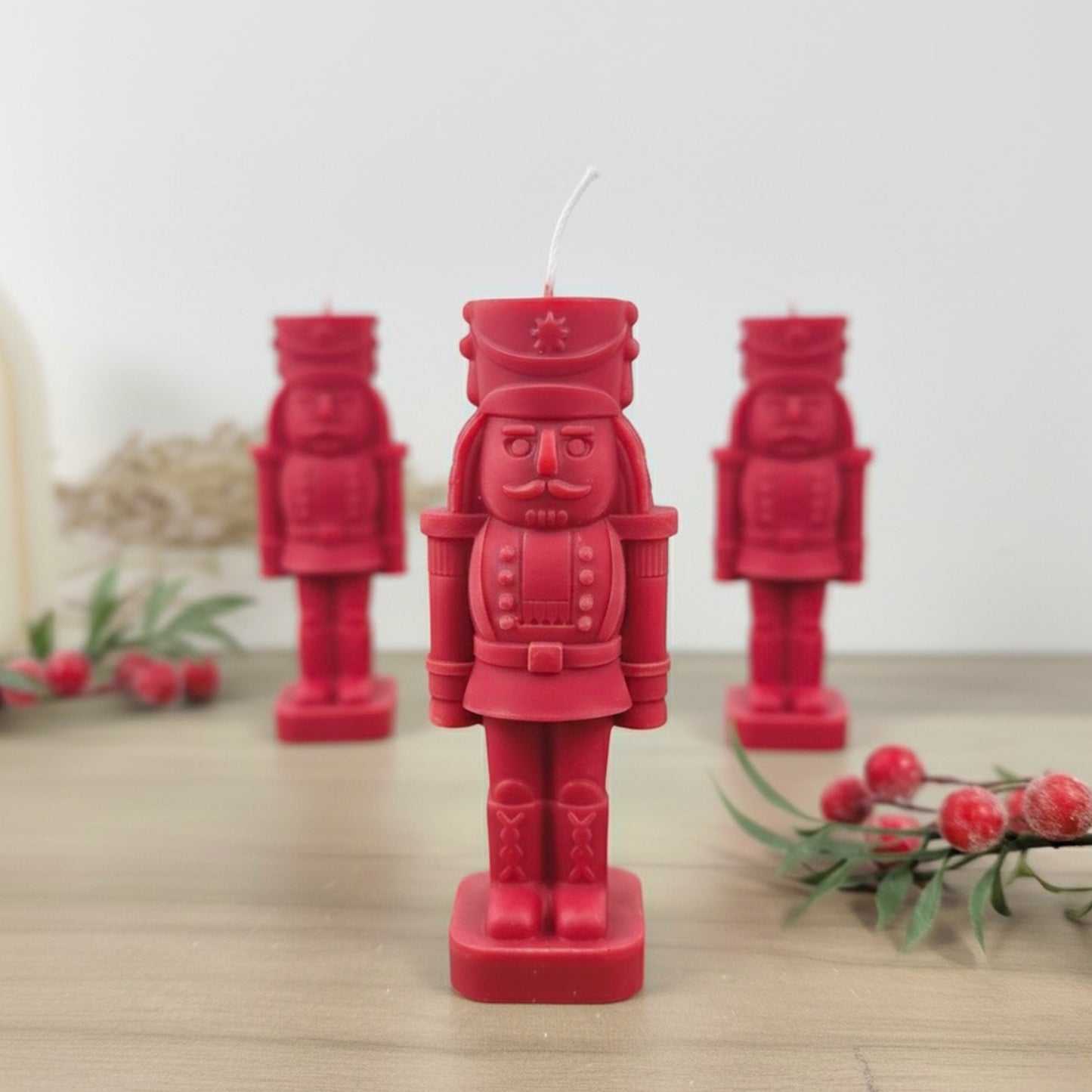 Festive Red Nutcracker Candle – Christmas Soldier Decoration