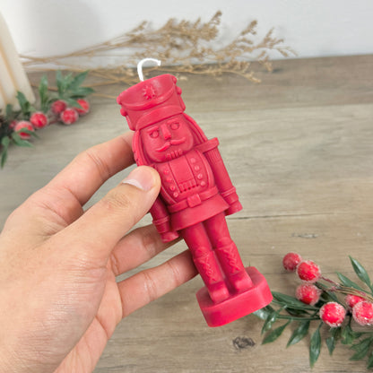 Festive Red Nutcracker Candle – Christmas Soldier Decoration