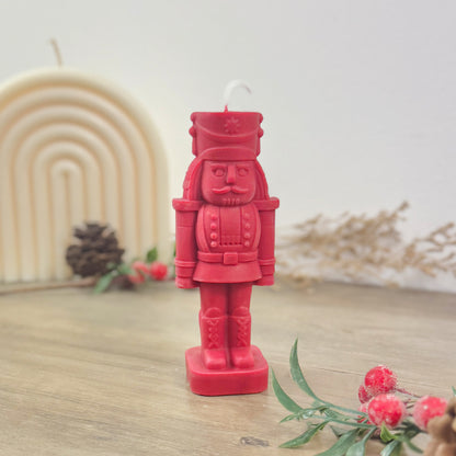 Festive Red Nutcracker Candle – Christmas Soldier Decoration