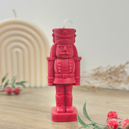 Festive Red Nutcracker Candle – Christmas Soldier Decoration
