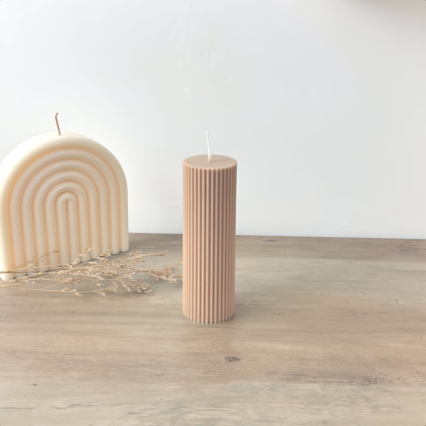 Ridged Pillar Candle - Wedding Table Candle - Ribbed Soy Wax Pillar Candles