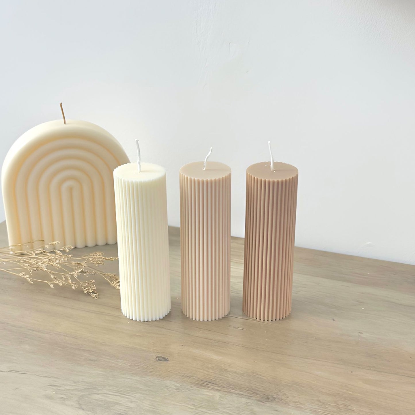 Ridged Pillar Candle - Wedding Table Candle - Ribbed Soy Wax Pillar Candles