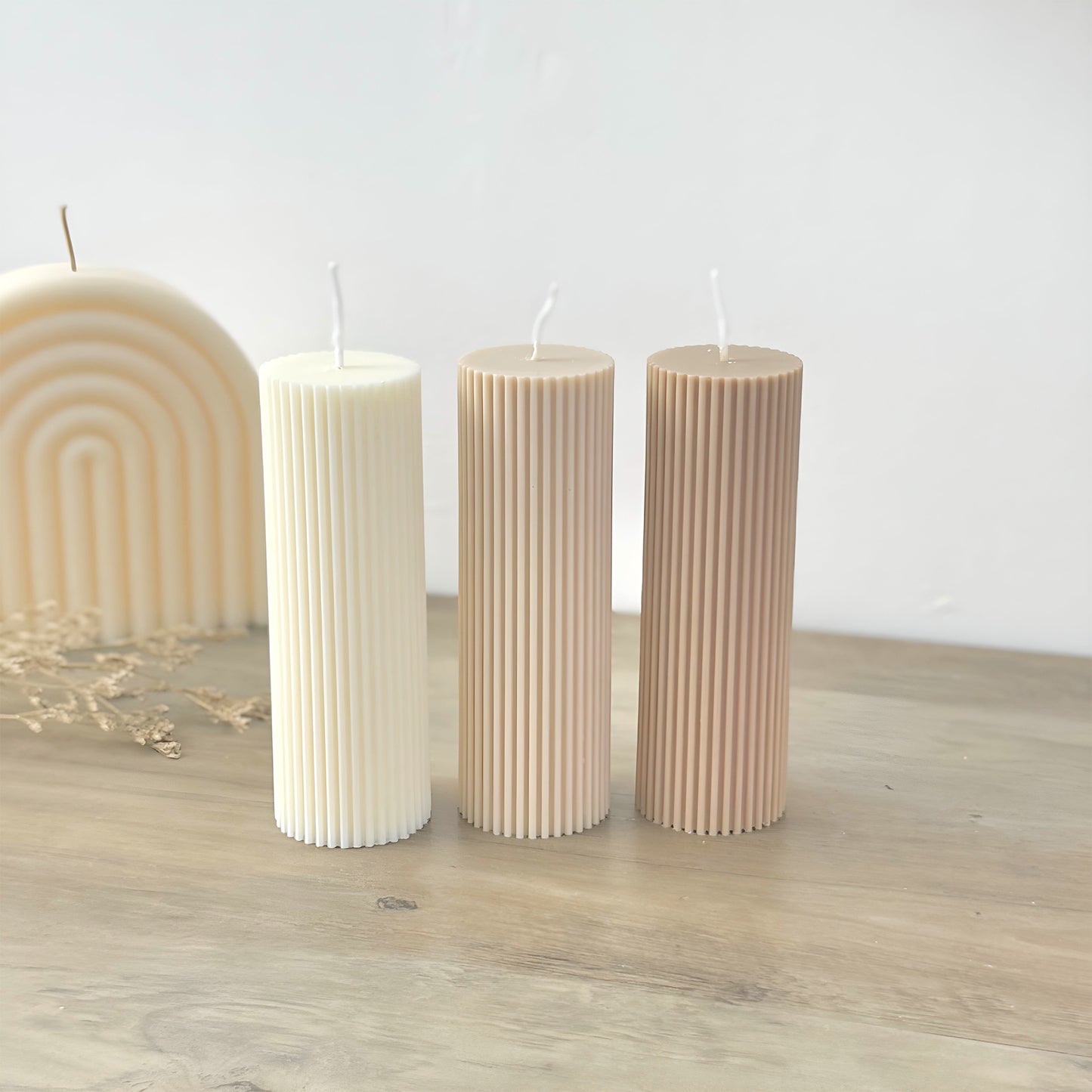 Ridged Pillar Candle - Wedding Table Candle - Ribbed Soy Wax Pillar Candles