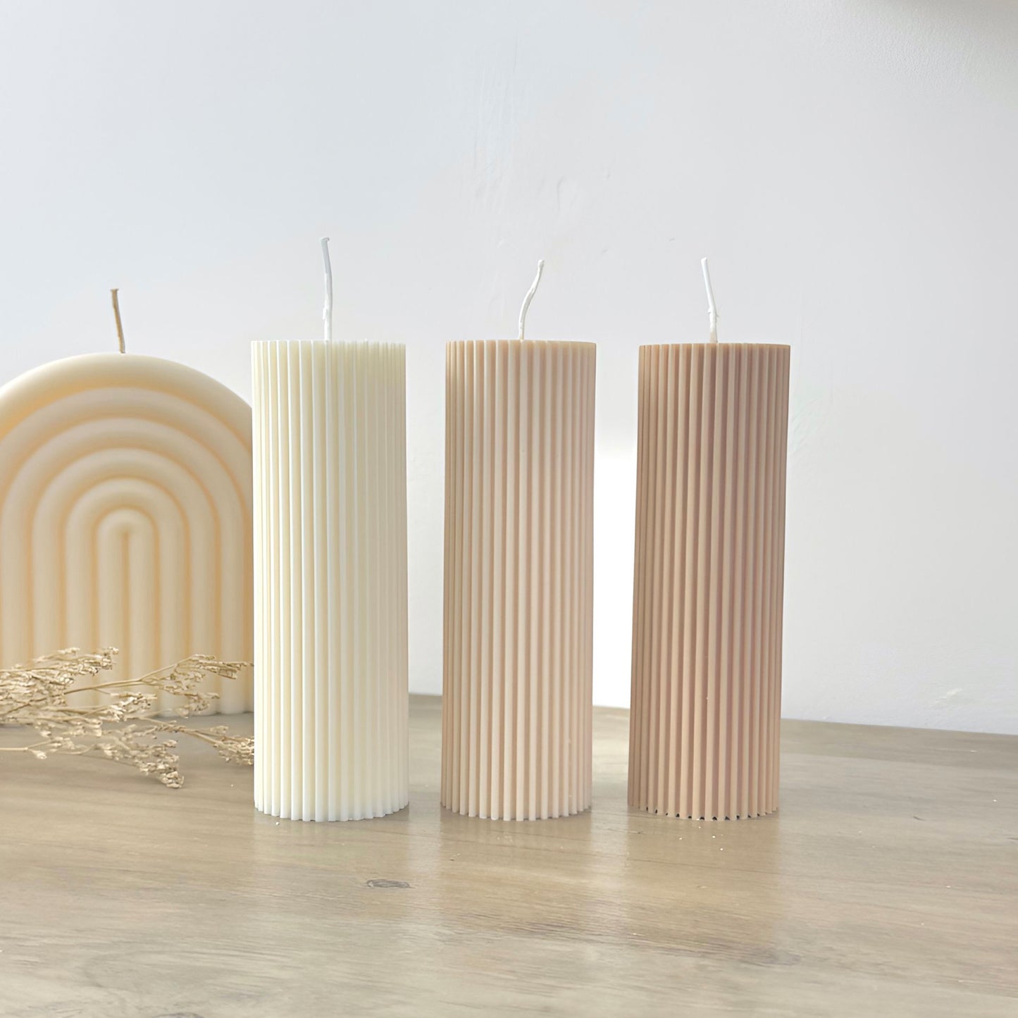 Ridged Pillar Candle - Wedding Table Candle - Ribbed Soy Wax Pillar Candles