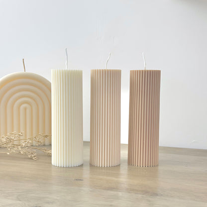 Ridged Pillar Candle - Wedding Table Candle - Ribbed Soy Wax Pillar Candles