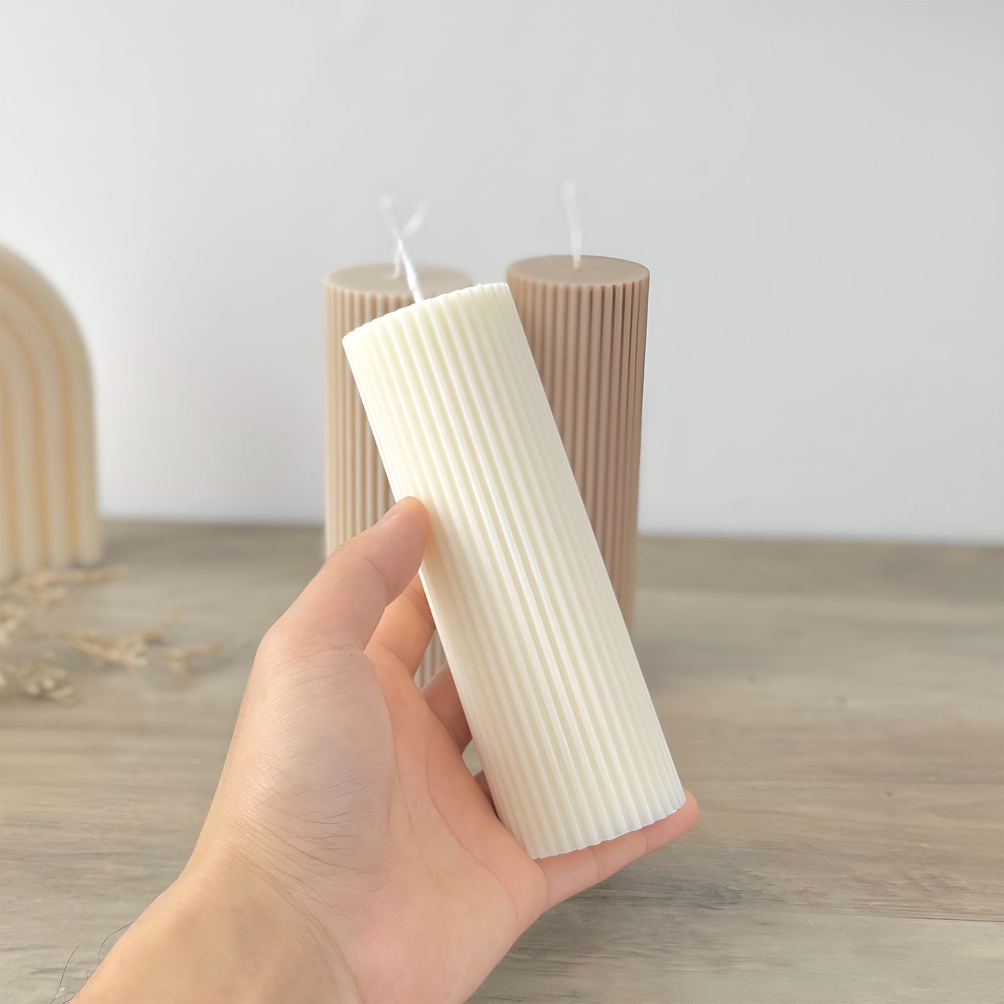 Ridged Pillar Candle - Wedding Table Candle - Ribbed Soy Wax Pillar Candles