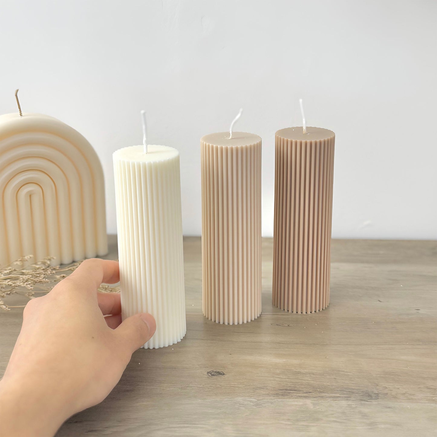 Ridged Pillar Candle - Wedding Table Candle - Ribbed Soy Wax Pillar Candles