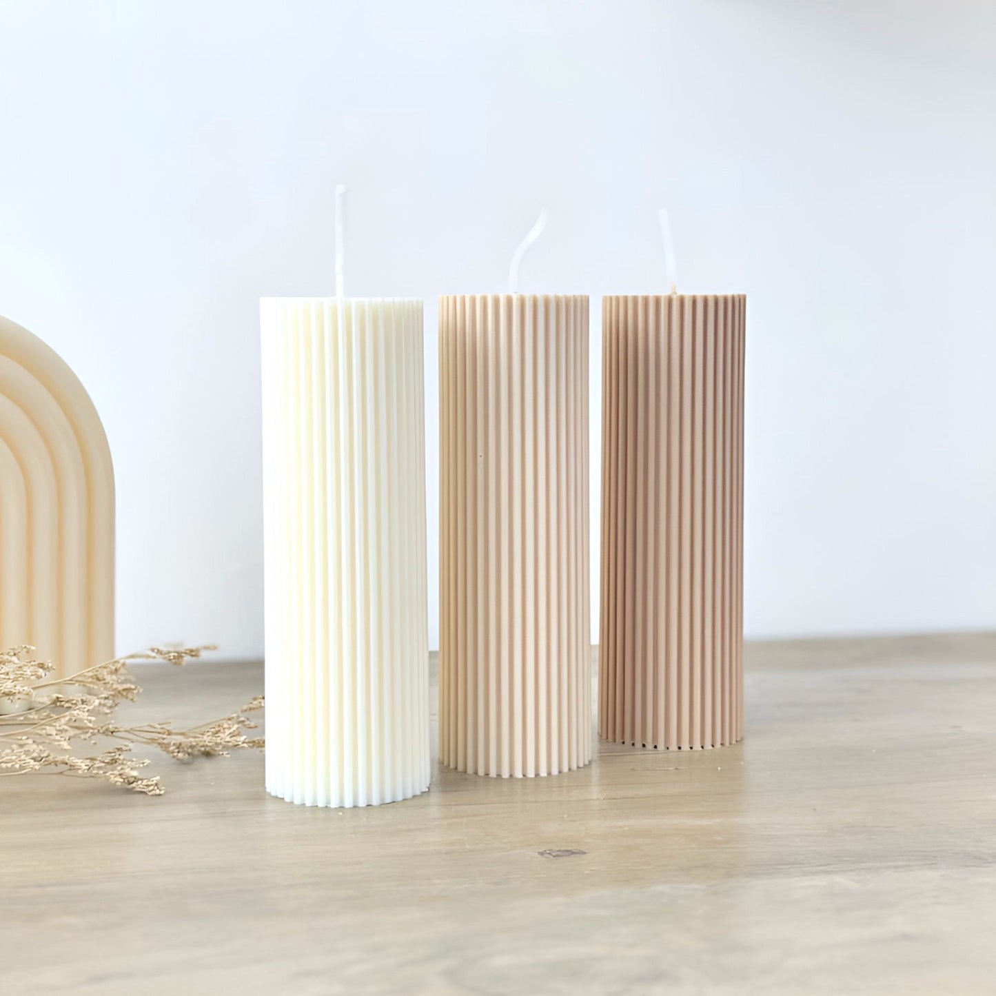 Ridged Pillar Candle - Wedding Table Candle - Ribbed Soy Wax Pillar Candles