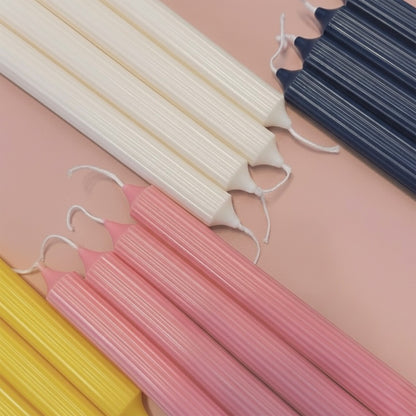 Ribbed Colourful Candlesticks - Soy Wax Taper Candles - Dinner Candles