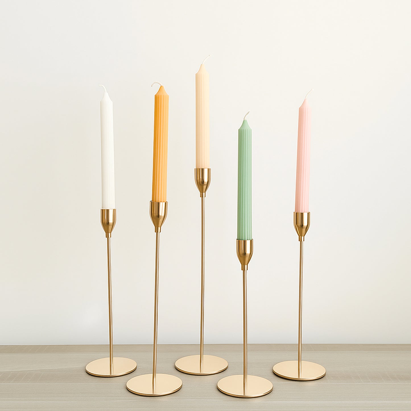 Ribbed Colourful Candlesticks - Soy Wax Taper Candles - Dinner Candles
