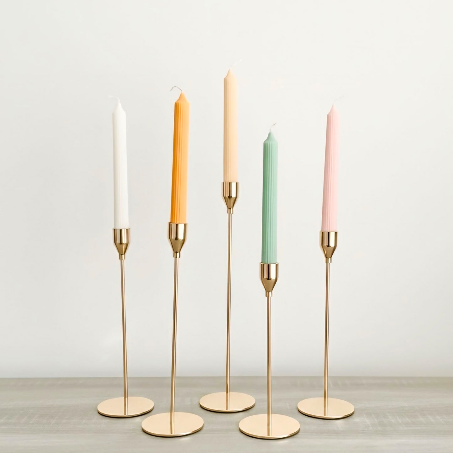 Ribbed Colourful Candlesticks - Soy Wax Taper Candles - Dinner Candles
