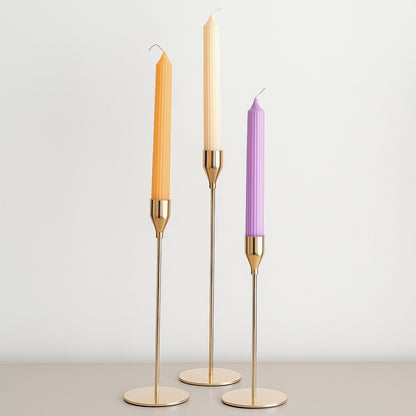 Ribbed Colourful Candlesticks - Soy Wax Taper Candles - Dinner Candles