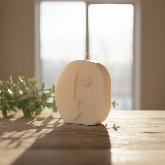 Moai Face Shape Candle - Round Pillar Candles - Oval Aesthetic Candle