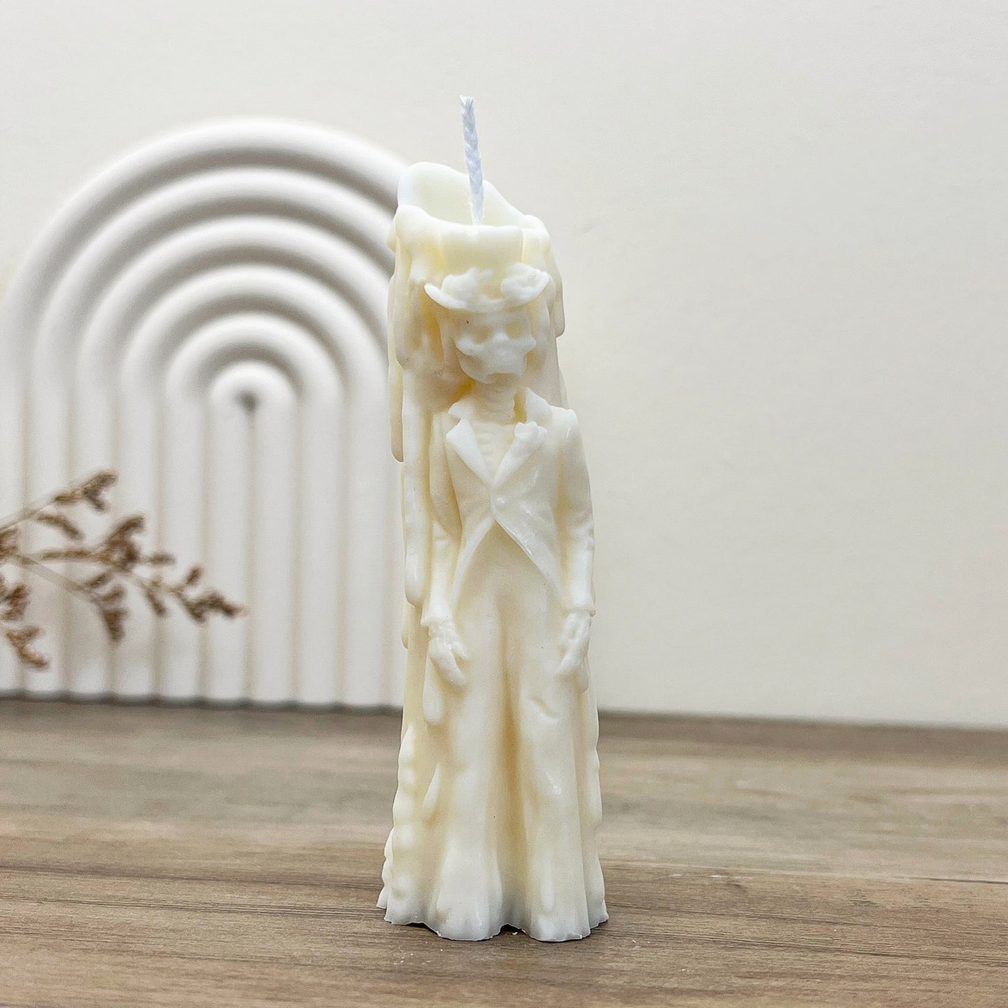 Mini Skeleton Candle - White Halloween Candlestick - Halloween Decorations