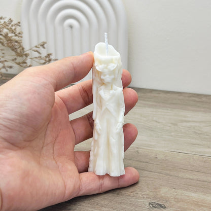 Mini Skeleton Candle - White Halloween Candlestick - Halloween Decorations