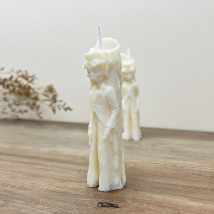 Mini Skeleton Candle - White Halloween Candlestick - Halloween Decorations