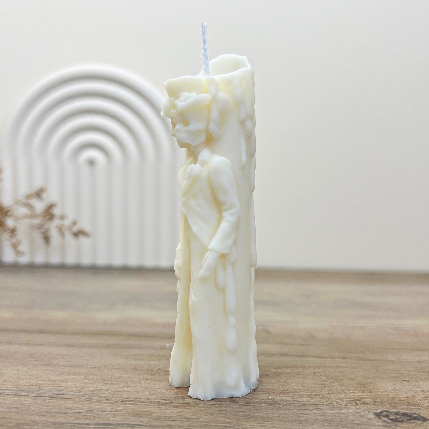 Mini Skeleton Candle - White Halloween Candlestick - Halloween Decorations