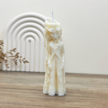 Mini Skeleton Candle - White Halloween Candlestick - Halloween Decorations