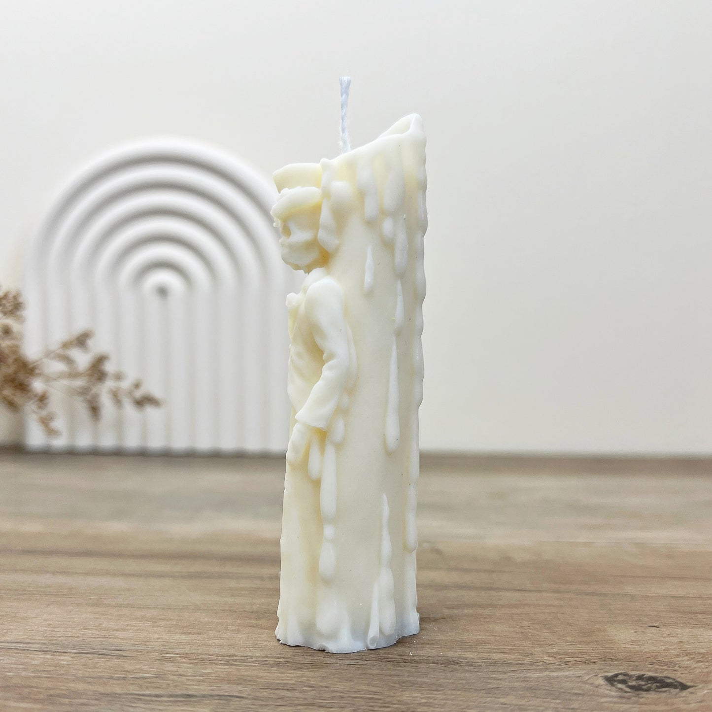 Mini Skeleton Candle - White Halloween Candlestick - Halloween Decorations