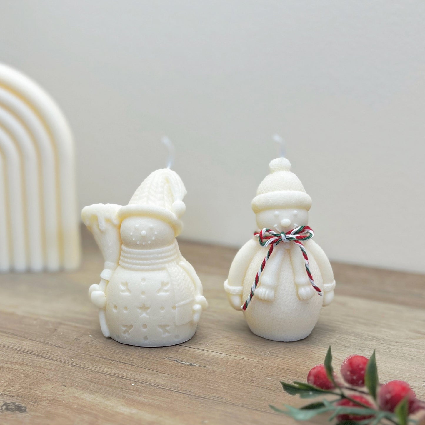 White Christmas Snowman Candle - Festive Christmas Decoration Candles