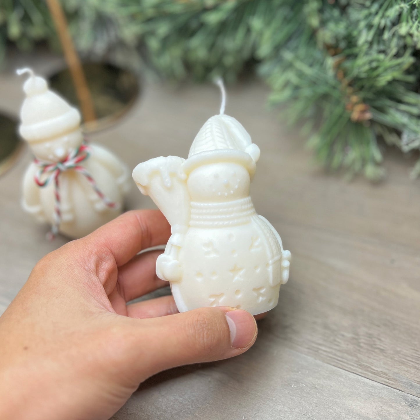 White Christmas Snowman Candle - Festive Christmas Decoration Candles