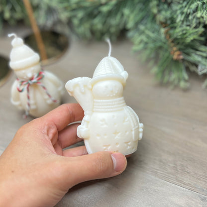 White Christmas Snowman Candle - Festive Christmas Decoration Candles