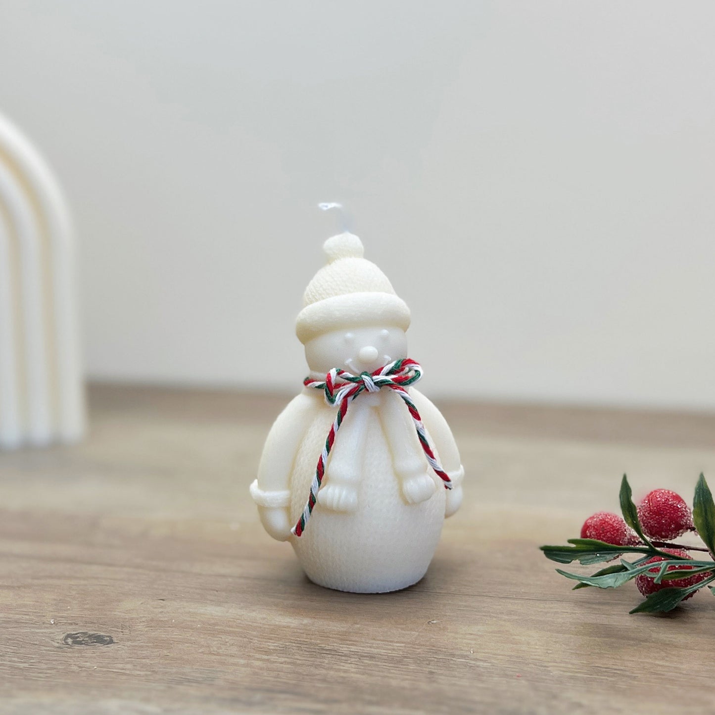 White Christmas Snowman Candle - Festive Christmas Decoration Candles