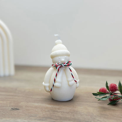 White Christmas Snowman Candle - Festive Christmas Decoration Candles