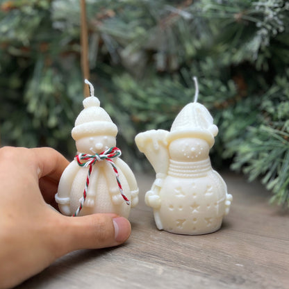 White Christmas Snowman Candle - Festive Christmas Decoration Candles