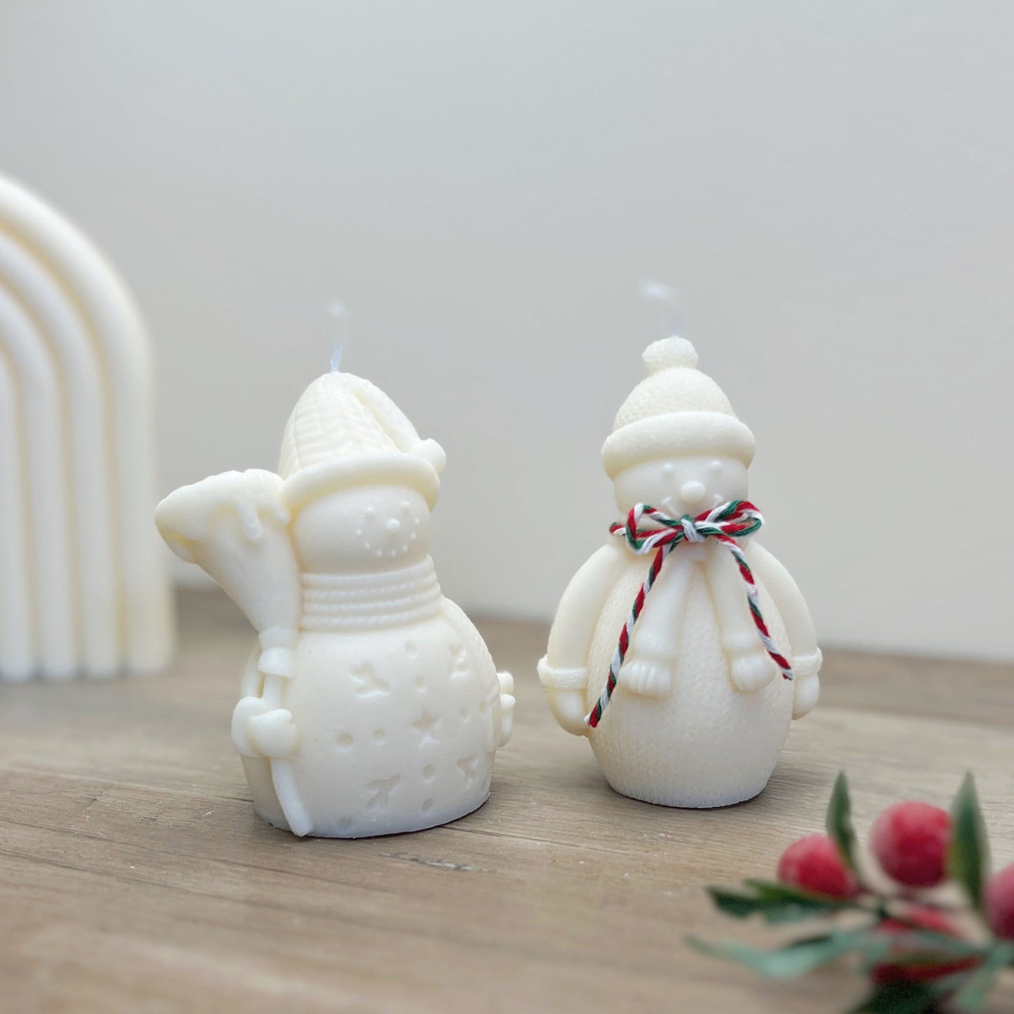 White Christmas Snowman Candle - Festive Christmas Decoration Candles