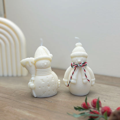 White Christmas Snowman Candle - Festive Christmas Decoration Candles