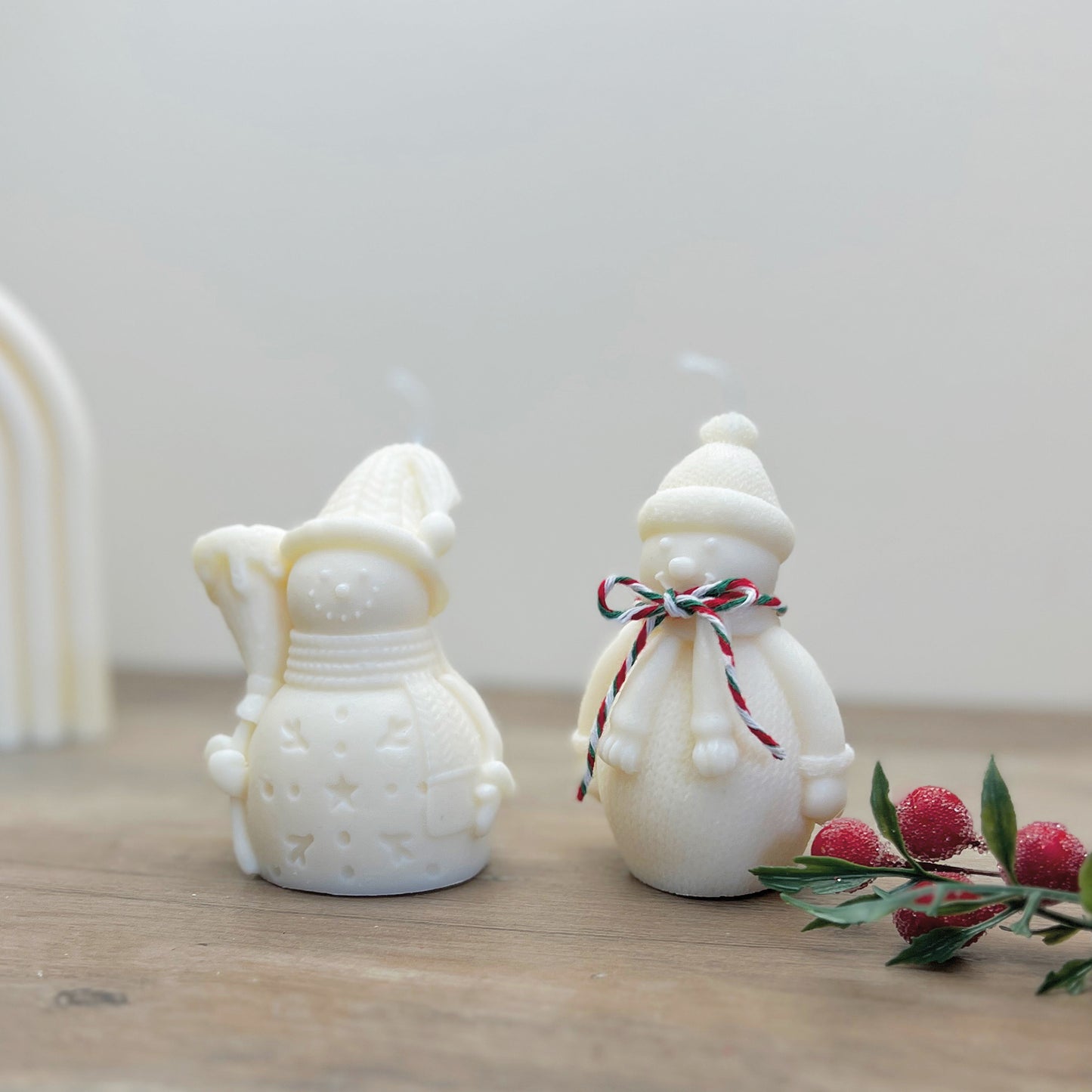 White Christmas Snowman Candle - Festive Christmas Decoration Candles