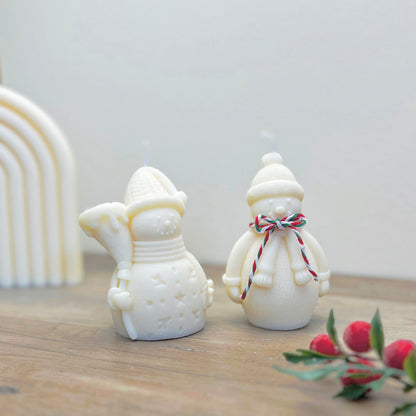 White Christmas Snowman Candle - Festive Christmas Decoration Candles