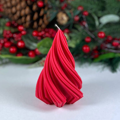 Swirly Christmas Tree Candle - Christmas Tree Decoration - Xmas Trees