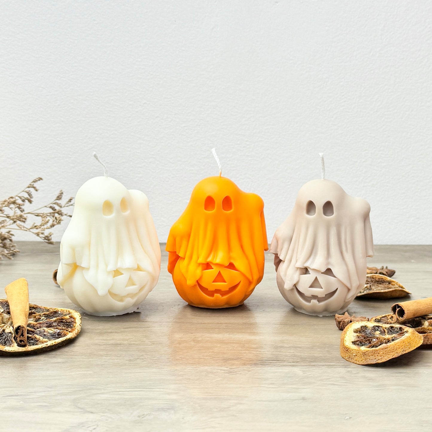 Colourful Ghost and Pumpkin Halloween Candle - Spooky Halloween Decor