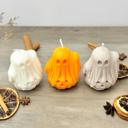 Colourful Ghost and Pumpkin Halloween Candle - Spooky Halloween Decor