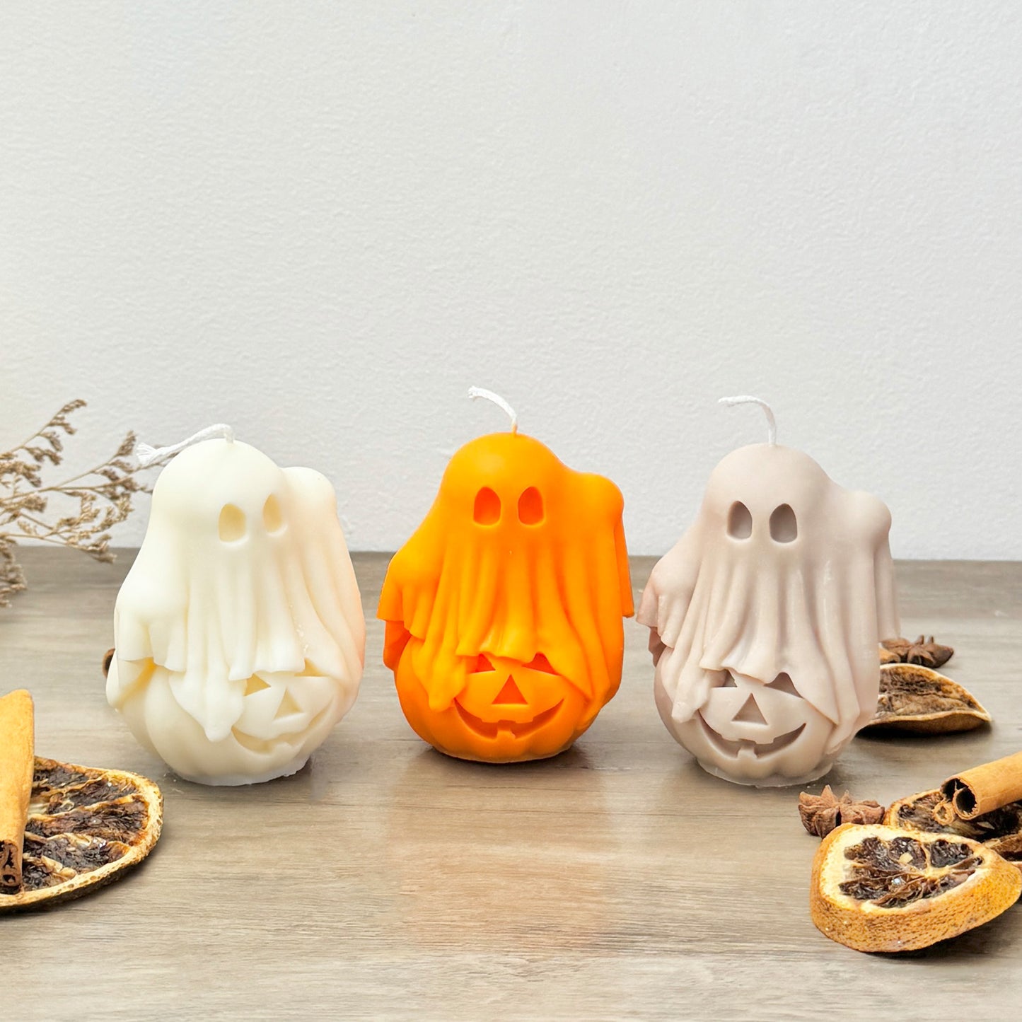 Colourful Ghost and Pumpkin Halloween Candle - Spooky Halloween Decor